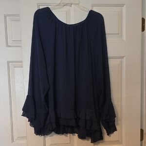 Torrid Deep Blue Blouse with Ruffle Detail